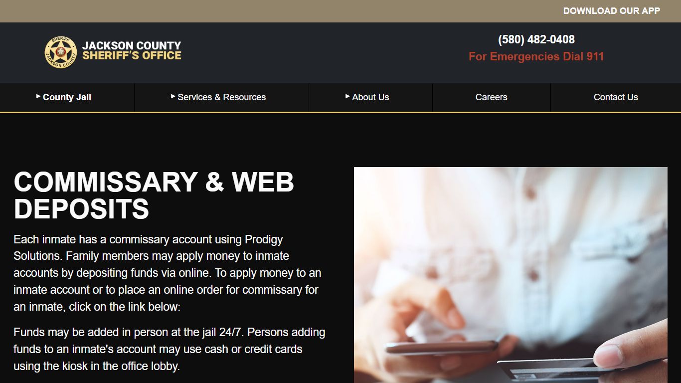 Commissary and Web Deposits - Jackson County Sheriff's Office